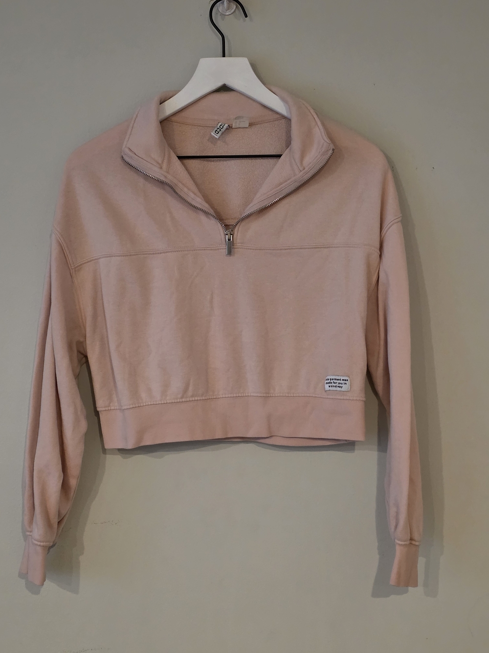 Cropped Pink Half-Zip Pullover Top